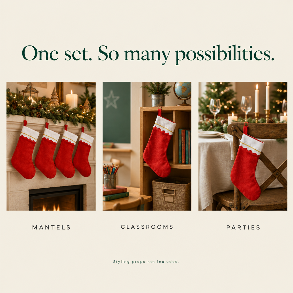 Red Felt Christmas Stockings – 12 Pack, 15 in — possibilities
