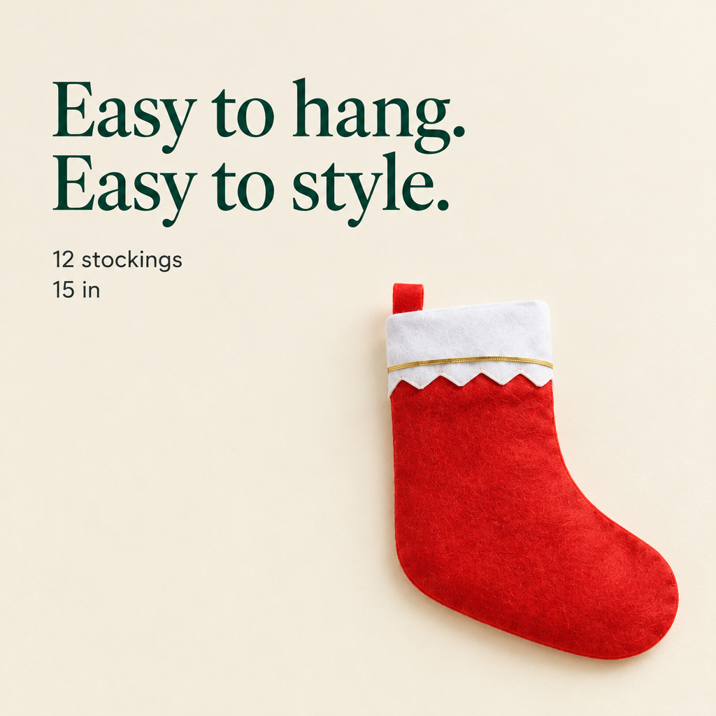 Red Felt Christmas Stockings – 12 Pack, 15 in — details
