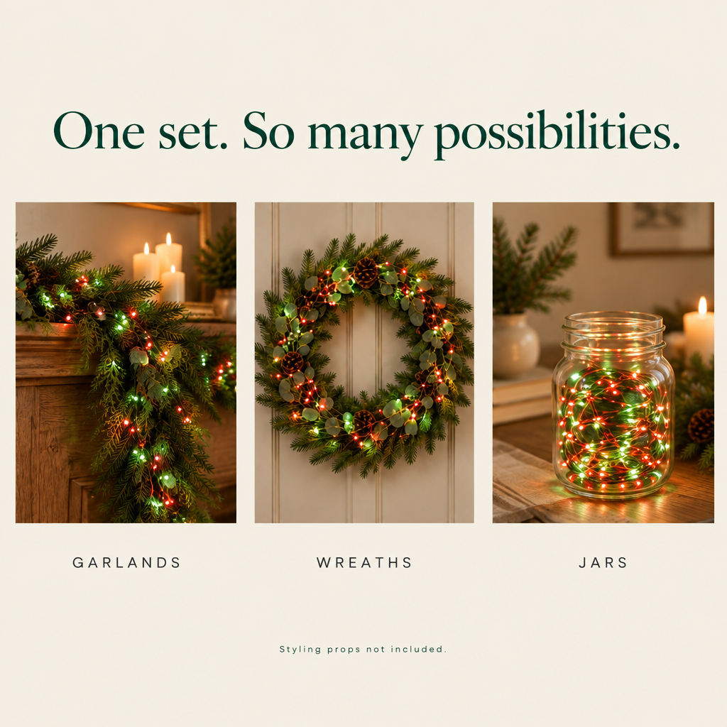 Red & Green Fairy Lights – 12 Pack, 7 ft — possibilities