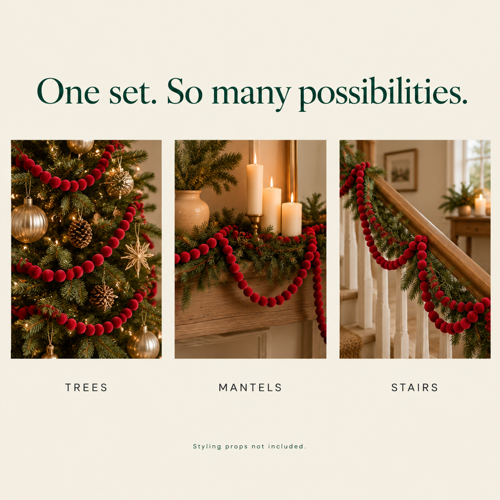 Red Velvet Bead Garland – 9 ft — possibilities