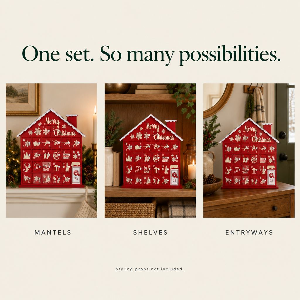 Red Wooden House Advent Calendar – 25 Drawers — possibilities
