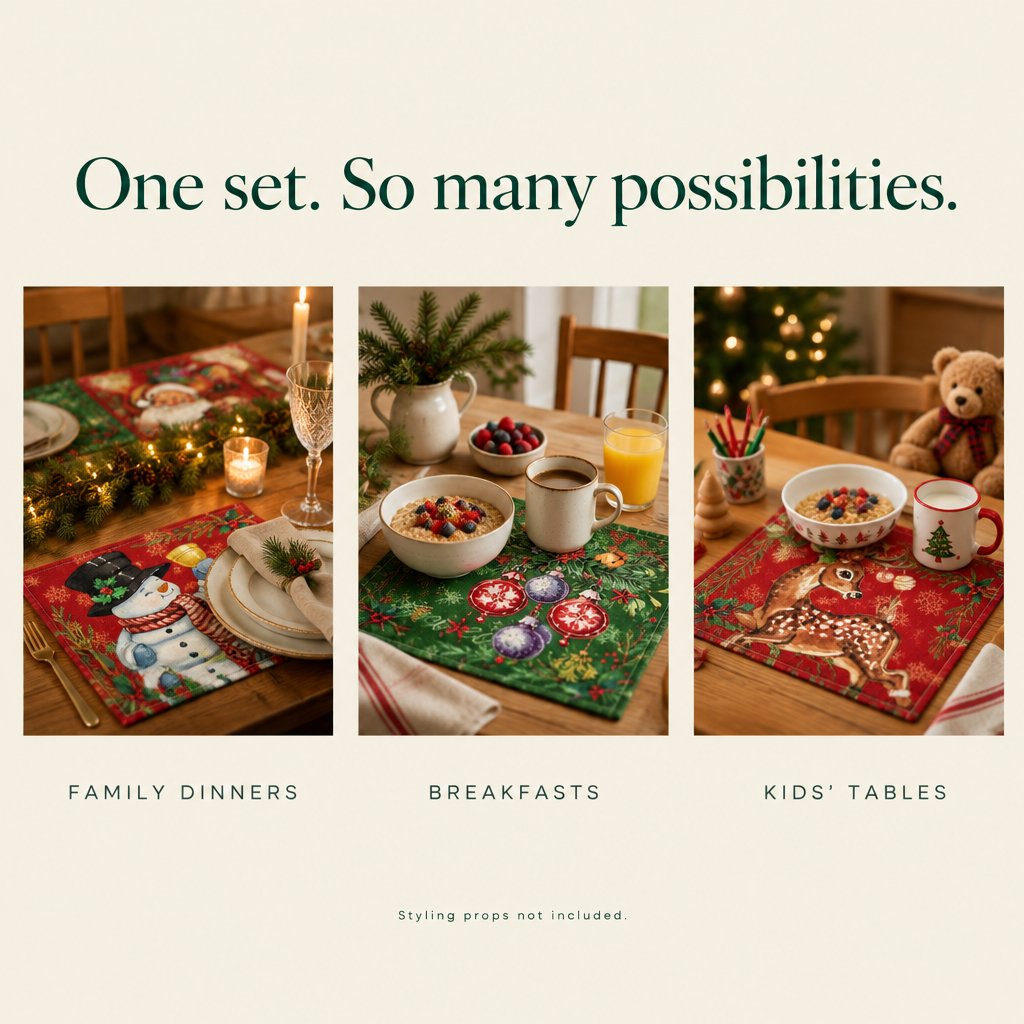 Retro Santa & Snowman Placemats – 6 Pack — possibilities