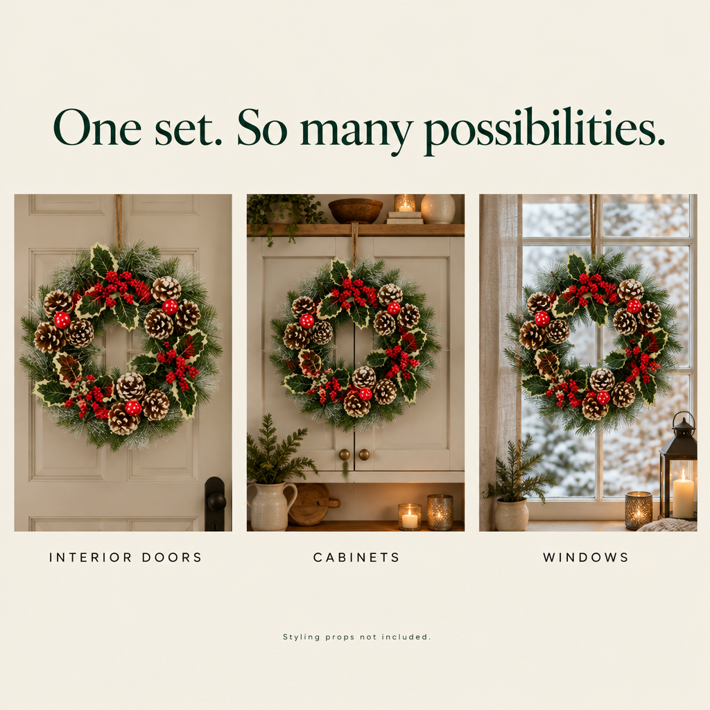 Rustic Pine, Berry & Pine Cone Wreath – 12 in — possibilities
