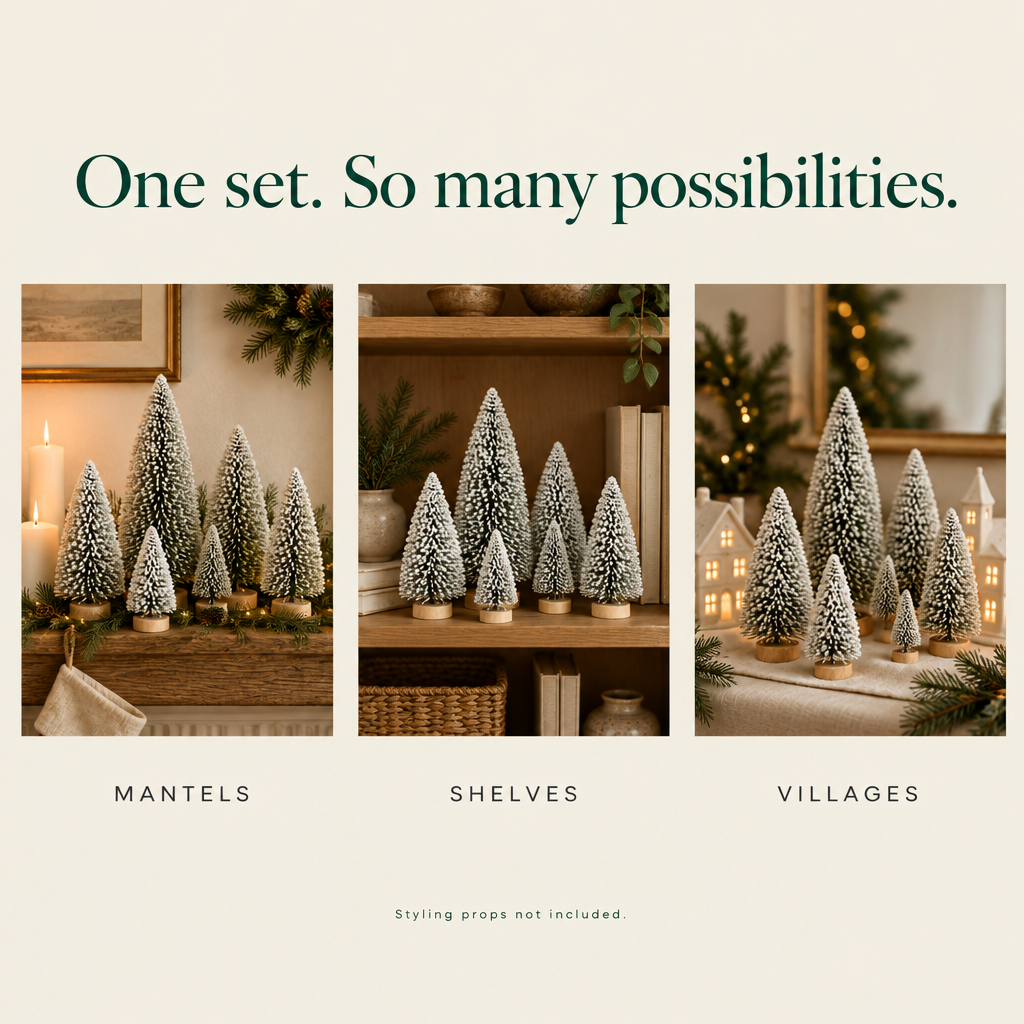 Snow Flocked Mini Christmas Trees – 6 Pack, 4 Sizes — possibilities