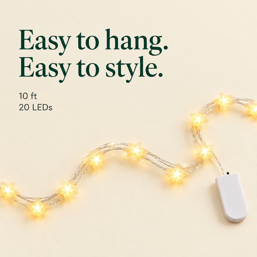 Star String Lights – 10 ft, 20 LEDs — details
