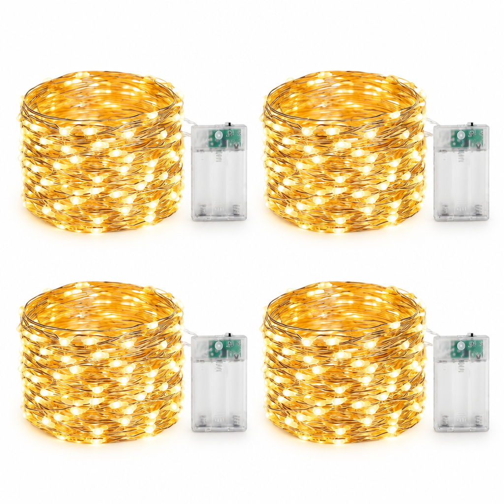 Warm White Battery Fairy Lights – 4 Pack, 16 ft, 50 LEDs