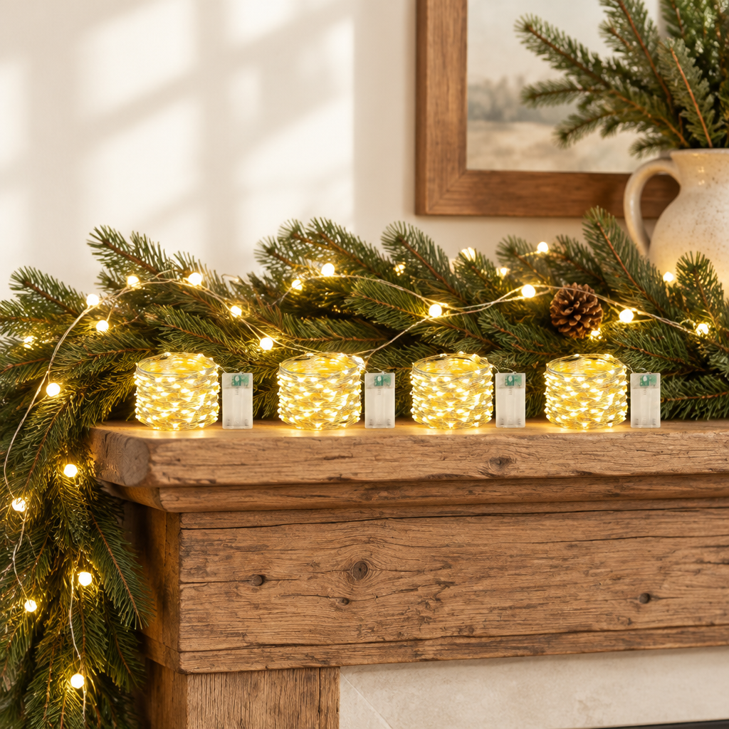 Warm White Battery Fairy Lights – 4 Pack, 16 ft, 50 LEDs