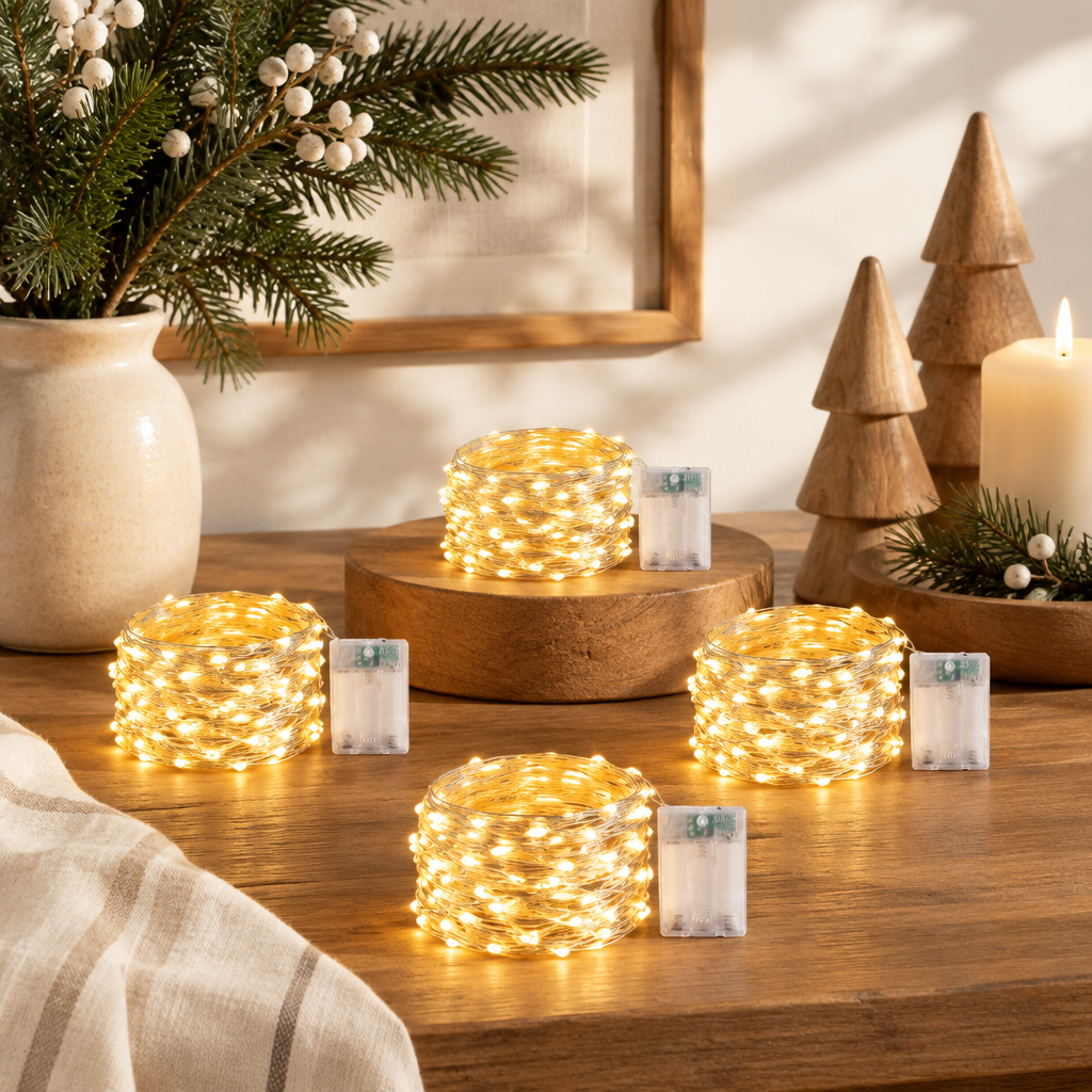 Warm White Battery Fairy Lights – 4 Pack, 16 ft, 50 LEDs