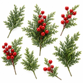 Artificial Christmas Greenery & Red Berry Stems – 45 Piece Set