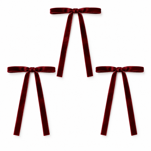 Burgundy Slim Velvet Christmas Bows – 24 Pack
