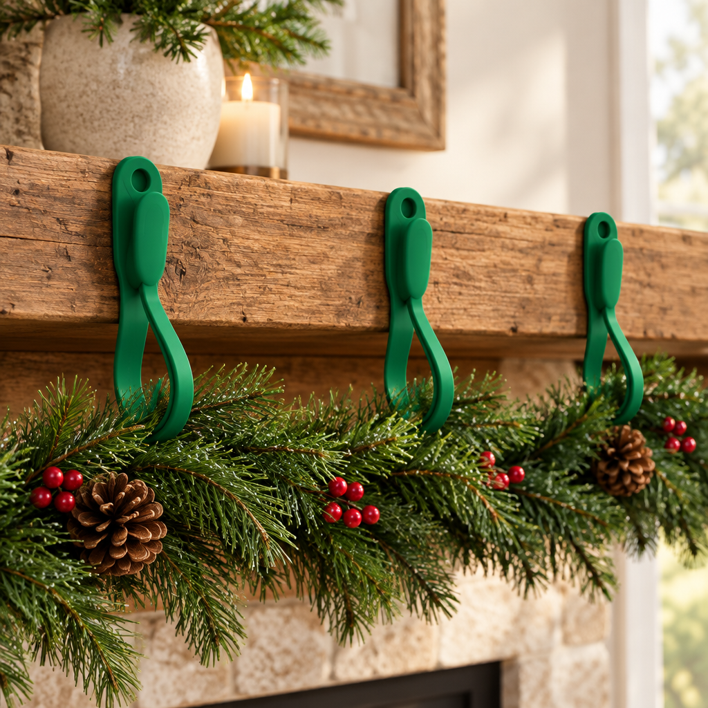 Green Silicone Christmas Garland Hangers – 12 Pack