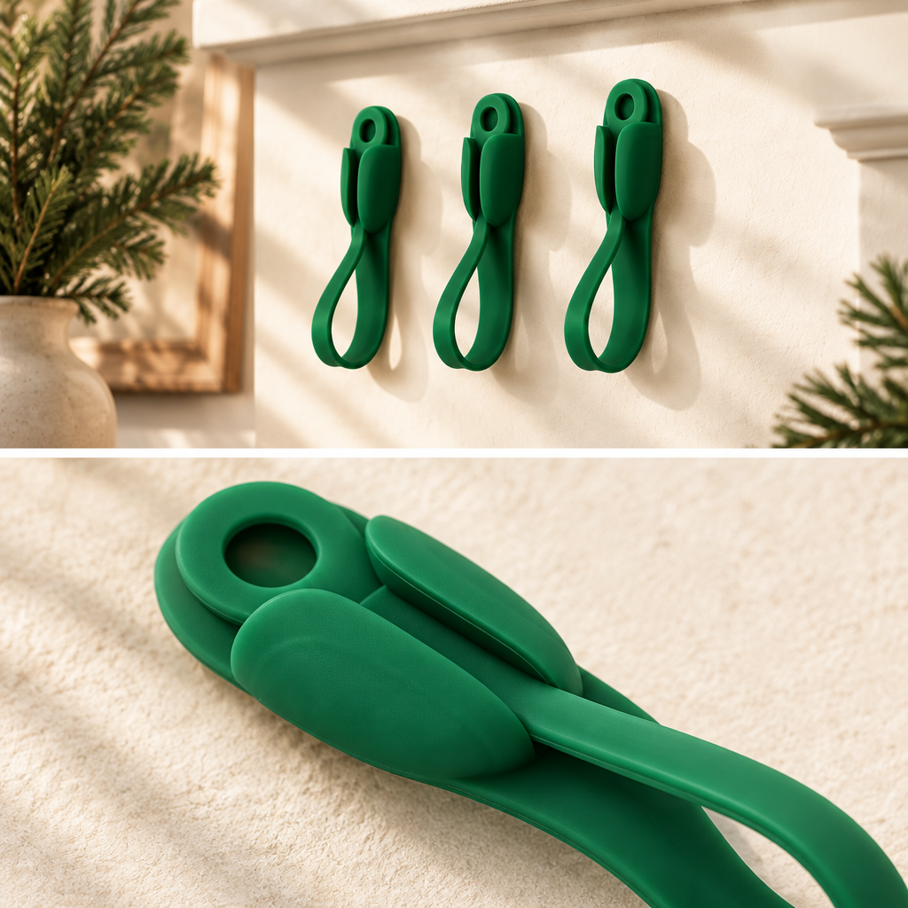 Green Silicone Christmas Garland Hangers – 12 Pack