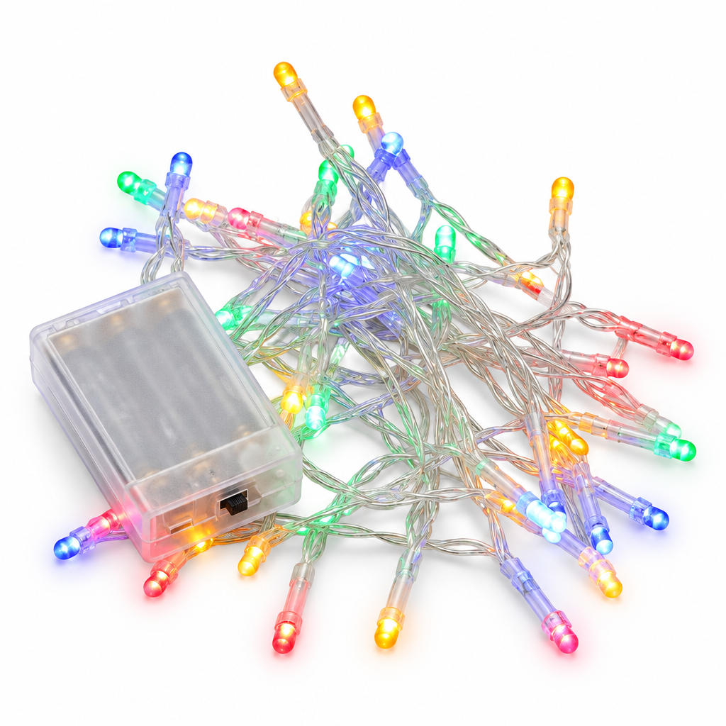 Multicolor Battery Christmas Lights – 13 ft, 40 LEDs — product