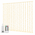 Warm White Curtain Lights with Timer – 9.8 × 9.8 ft, 300 LEDs — product
