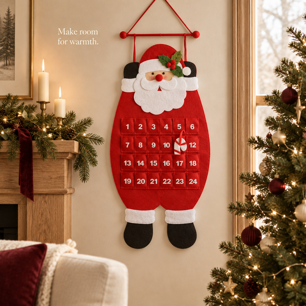 3D Felt Santa Hanging Advent Calendar — in use