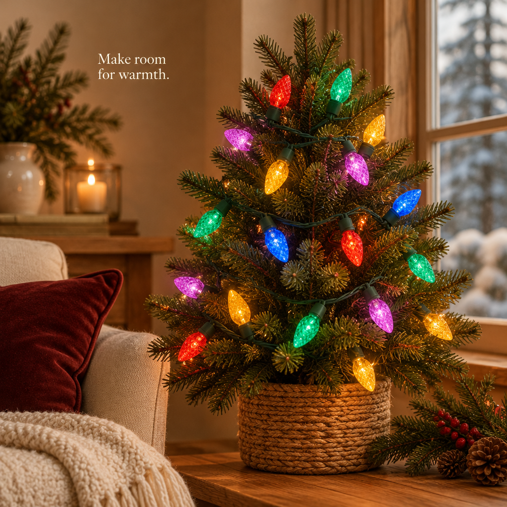 Multicolor Faceted Bulb String Lights – 18 ft, 50 LEDs — in use