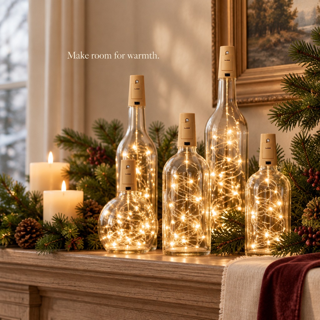 Wine Bottle Cork Lights – 10 Pack, 4 ft — in use