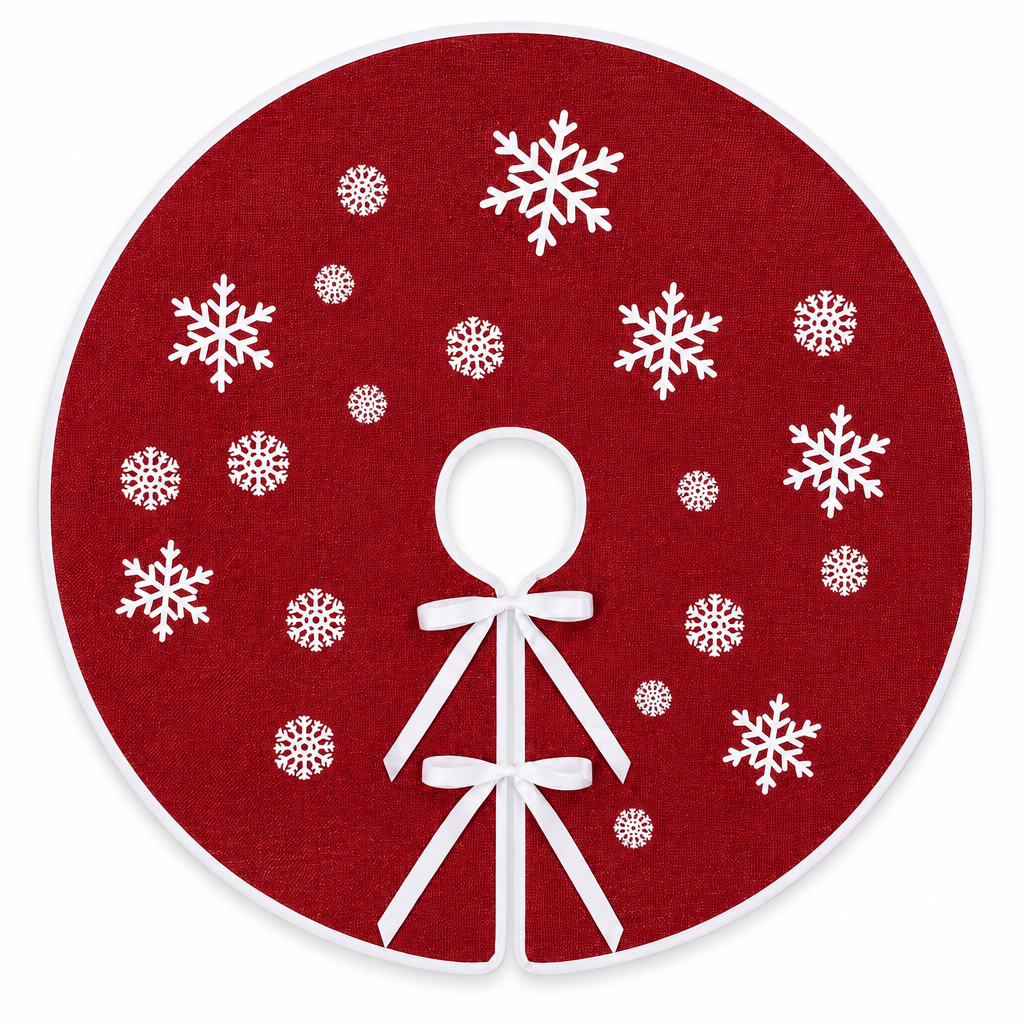 Red Burlap Snowflake Tree Skirt – 30 in — product