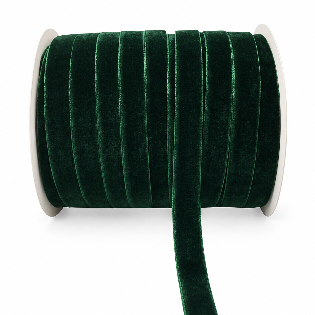 Dark Green Velvet Ribbon – 5/8 Inch, 10 Yards — product