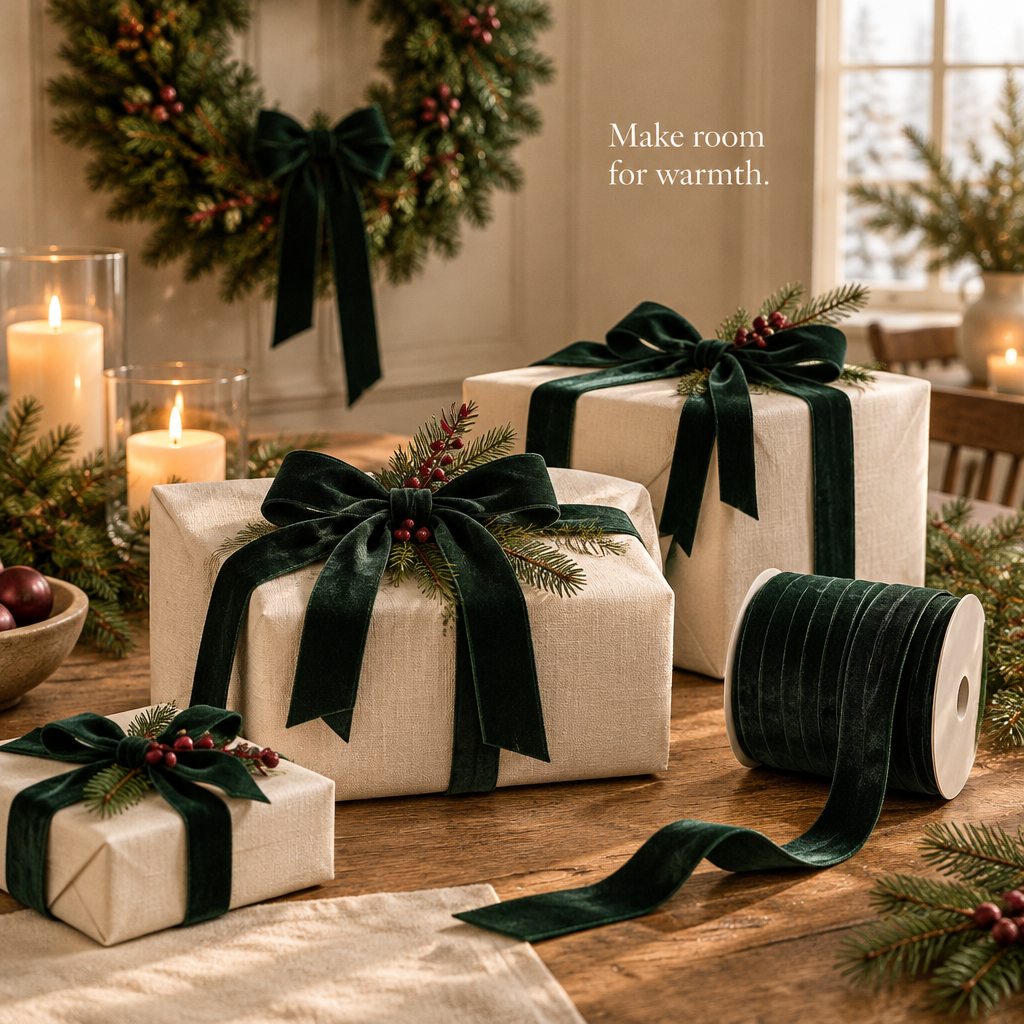 Dark Green Velvet Ribbon – 5/8 Inch, 10 Yards — in use