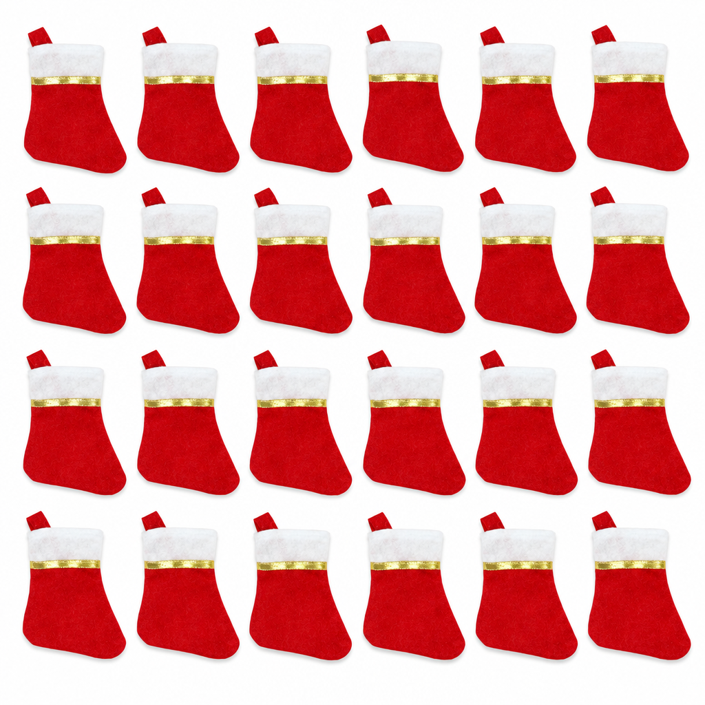 Mini Red Felt Stockings with Gold Trim – 24 Pack — product