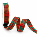 Red, Green & Gold Tartan Ribbon – 5/8 Inch, 25 Yards — product