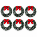 Snowy Tinsel Wreaths with Red Bows – 6 Pack, 13 in — product