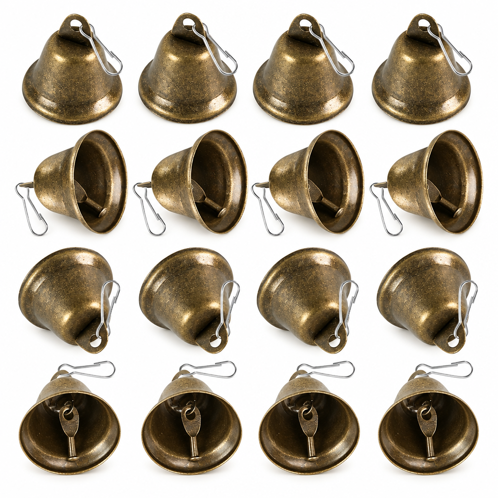 Vintage Bronze Jingle Bells with Clips – 16 Pack — product