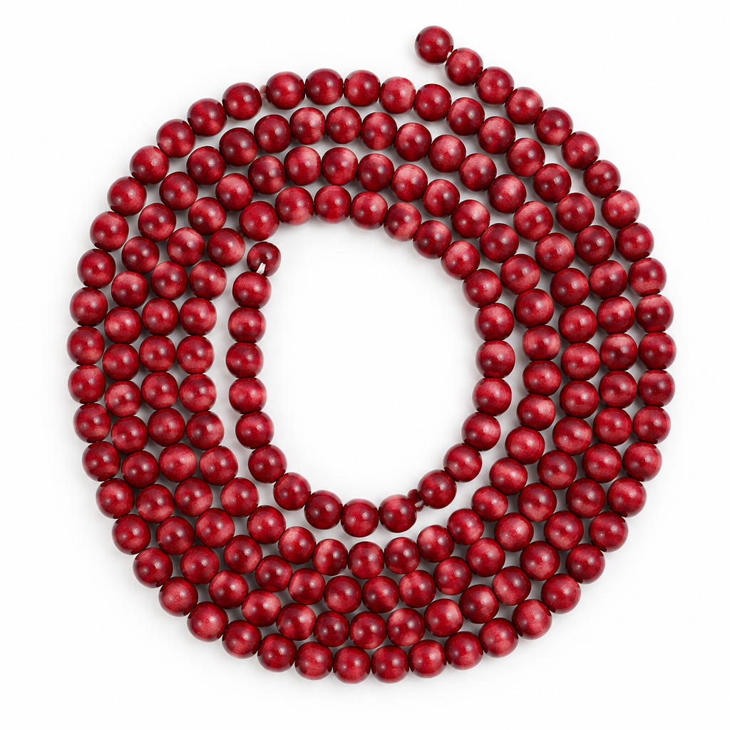 Cranberry Red Wood Bead Garland – 8.5 ft — product