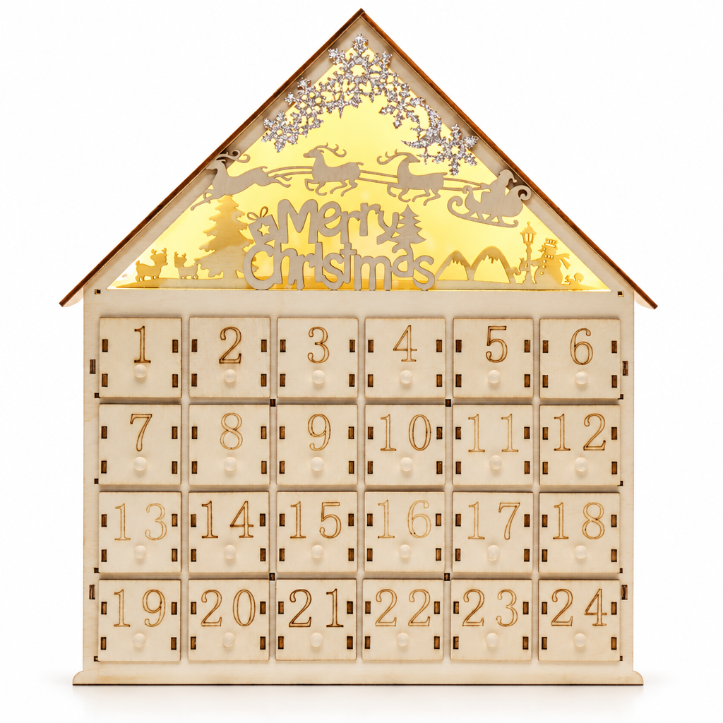 LED Wooden Advent Calendar with 24 Drawers — product