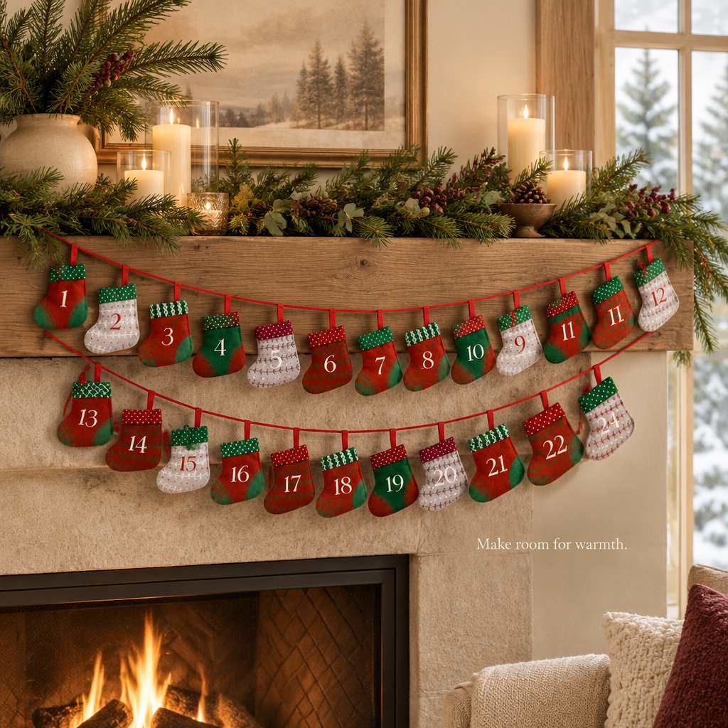 Reusable Mini Stocking Advent Calendar – 24 Days — in use