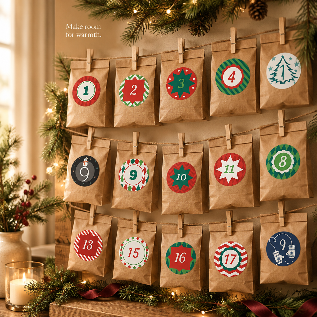 Christmas Advent Number Stickers – 96 Pack — in use