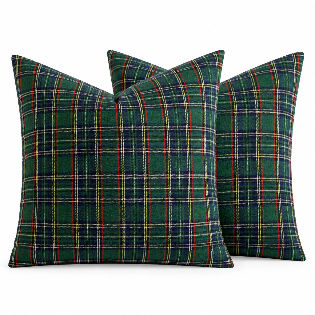 Green Tartan Christmas Pillow Covers – 2 Pack — product