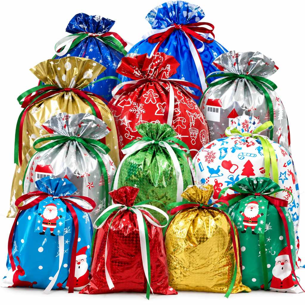 Christmas Drawstring Gift Bags – 38-Piece Assortment — product