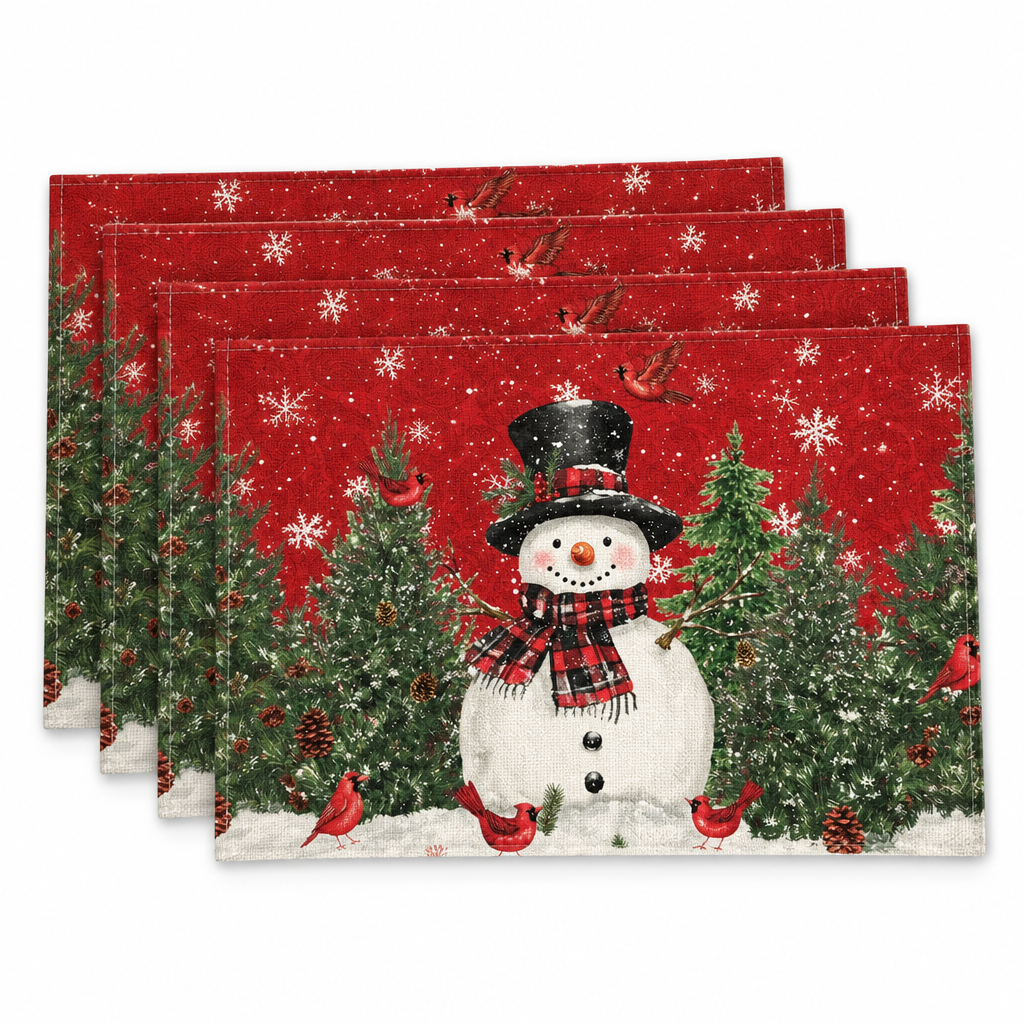 Snowman & Cardinal Christmas Placemats – 4 Pack — product