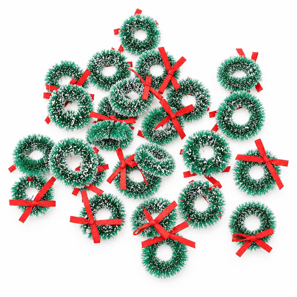 Mini Christmas Wreath Ornaments – 24 Pack — product