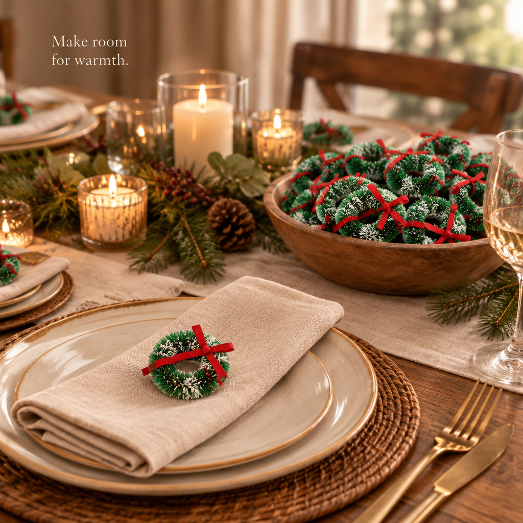 Mini Christmas Wreath Ornaments – 24 Pack — in use