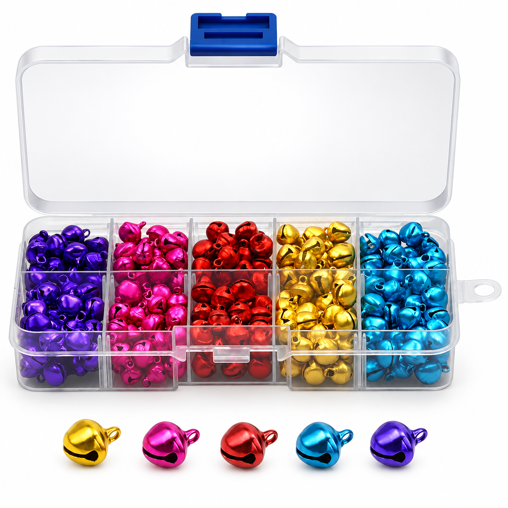 Colorful Mini Jingle Bells with Storage Box – 300 Pack — product