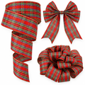 Red & Green Wired Plaid Christmas Ribbon – 50 Yards — product