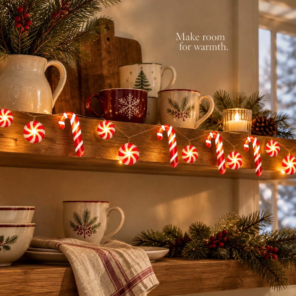 Candy Cane & Peppermint String Lights – 26 ft, 80 LEDs — in use