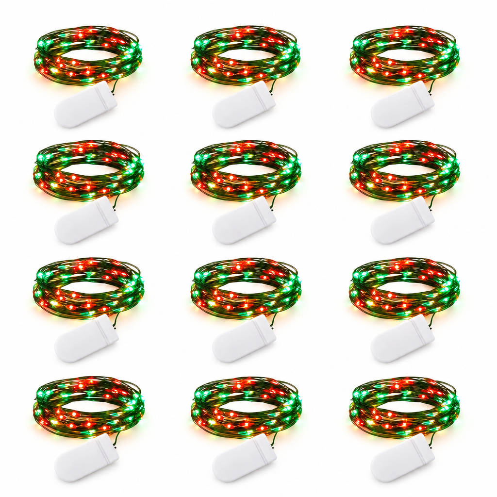 Red & Green Fairy Lights – 12 Pack, 7 ft — product