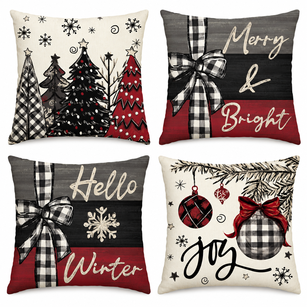 Merry Christmas Red Pillow Cover Set – 4 Pack — product