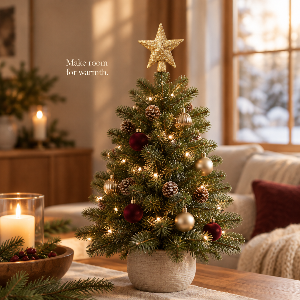 Mini Gold Glitter Star Tree Topper – 2.36 in — in use