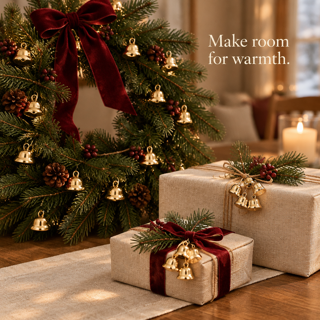 Mini Gold Craft Bells – 100 Pack — in use