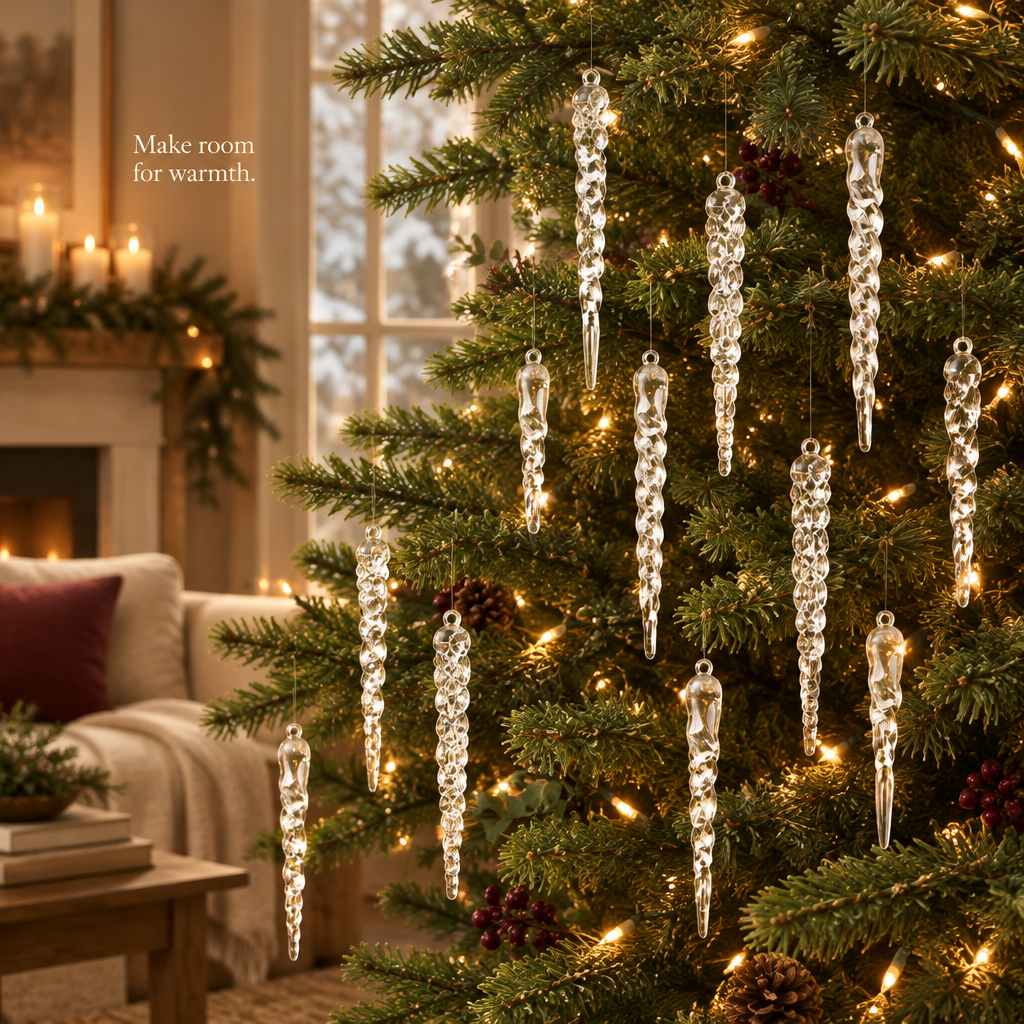 Clear Acrylic Icicle Ornaments – 24 Pack, 4 Styles — product