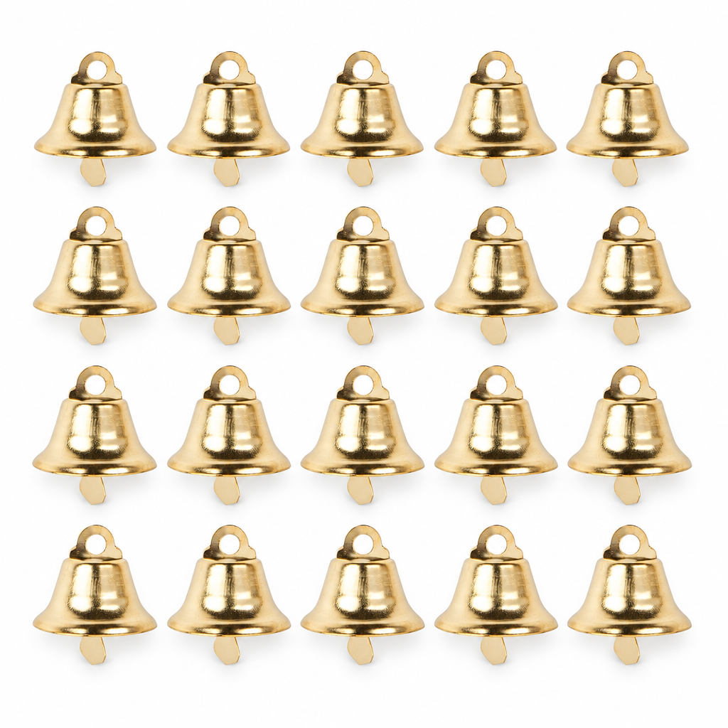 Gold Mini Trumpet Bells with Hooks – 20 Pack — product