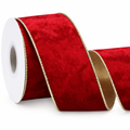 Red Crushed Velvet Wired Ribbon – 2.5 Inch, 10 Yards — product