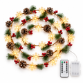 Lighted Pine Cone & Berry Garland – 10 ft, 30 LEDs — product