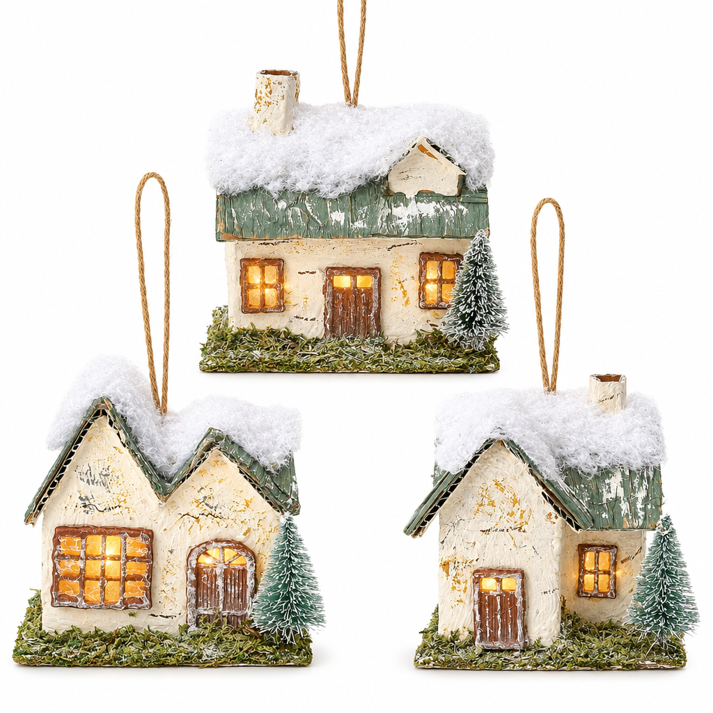 Light-Up Village House Ornaments – Set of 3 — product