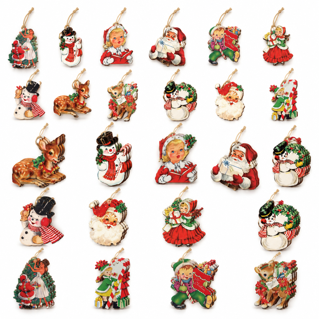 Vintage Snowman Wooden Christmas Ornaments – 36 Pack — product